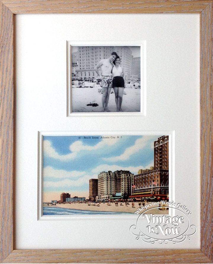 Vintage photo and postcard custom framed